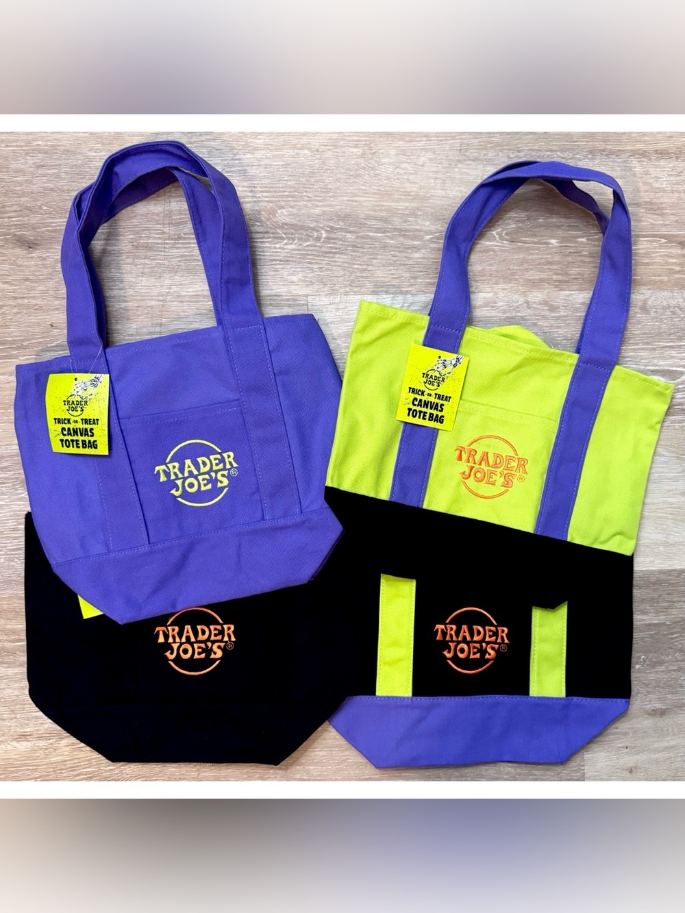 SET OF 4- TRADER JOE’S MINI CANVAS TOTE BAGS